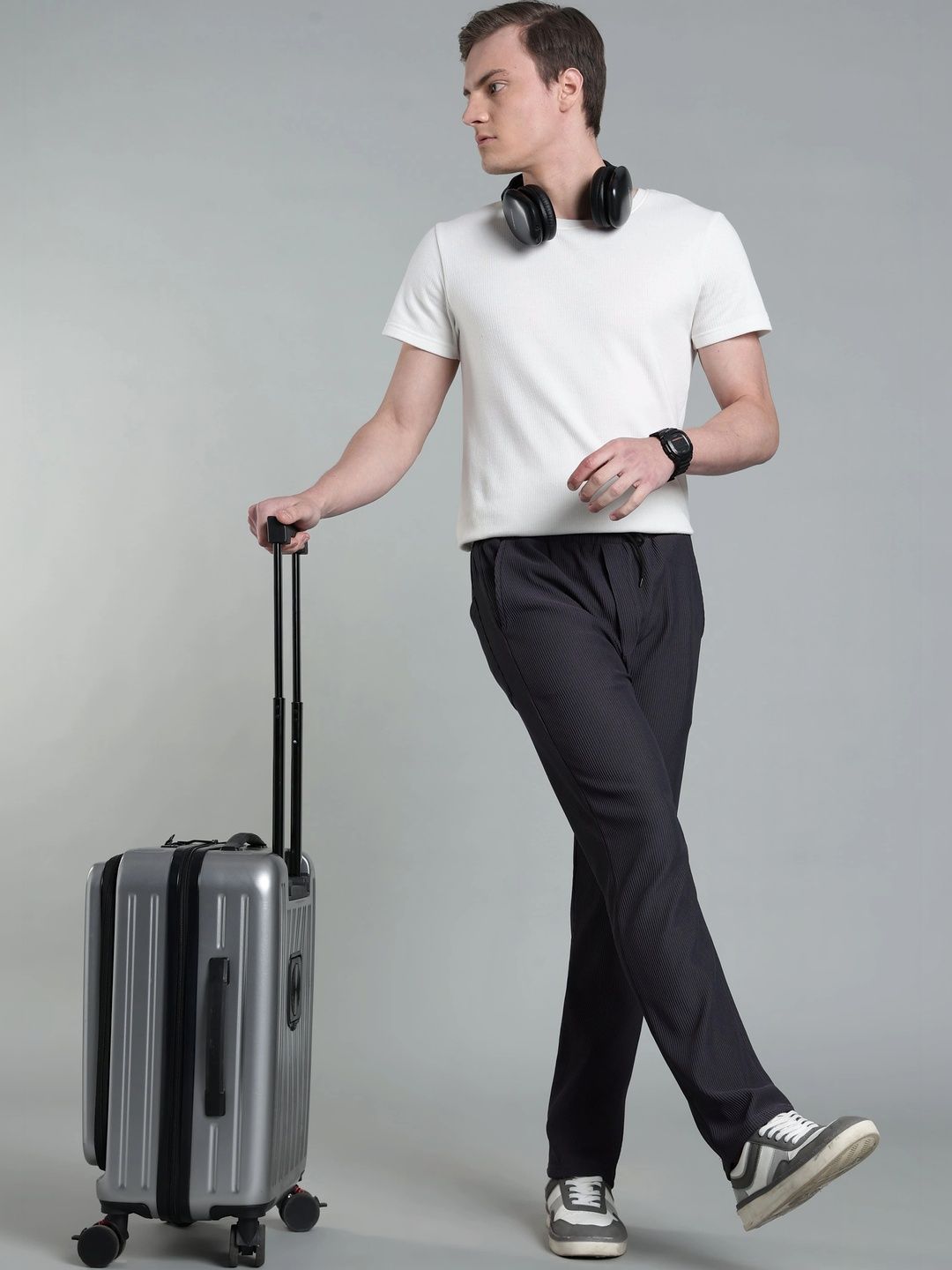 SZN Men Regular Fit Textured Track Pants-image-9