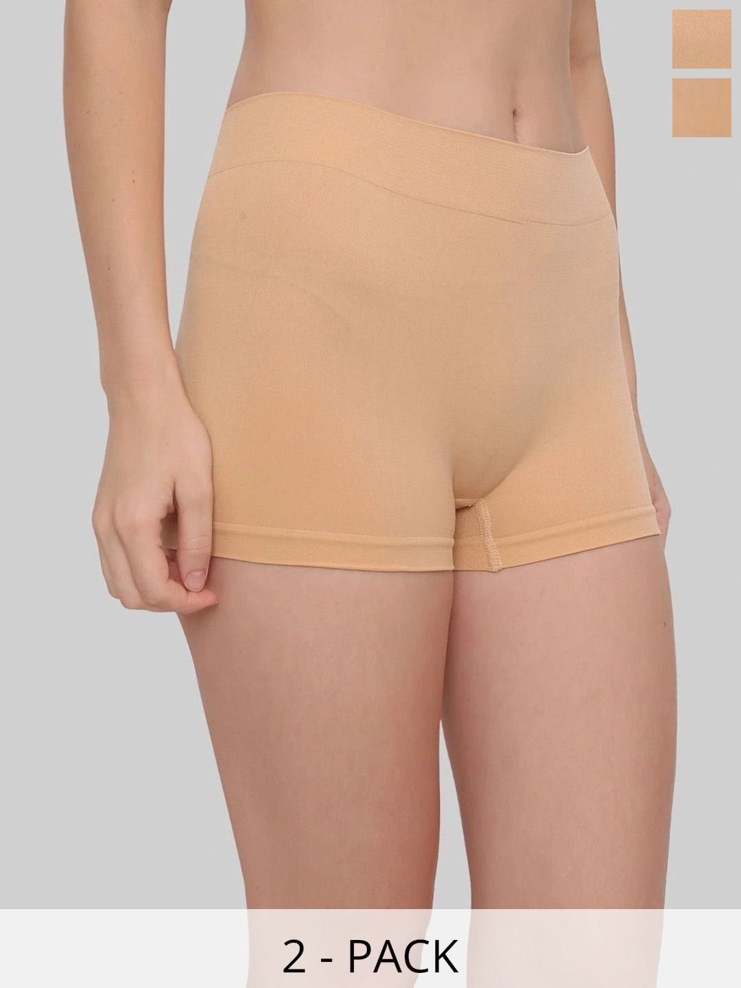 RACHEYTA Women Pack of 2 Anti Microbial Seamless Cotton Blend Boy Shorts-picture-11