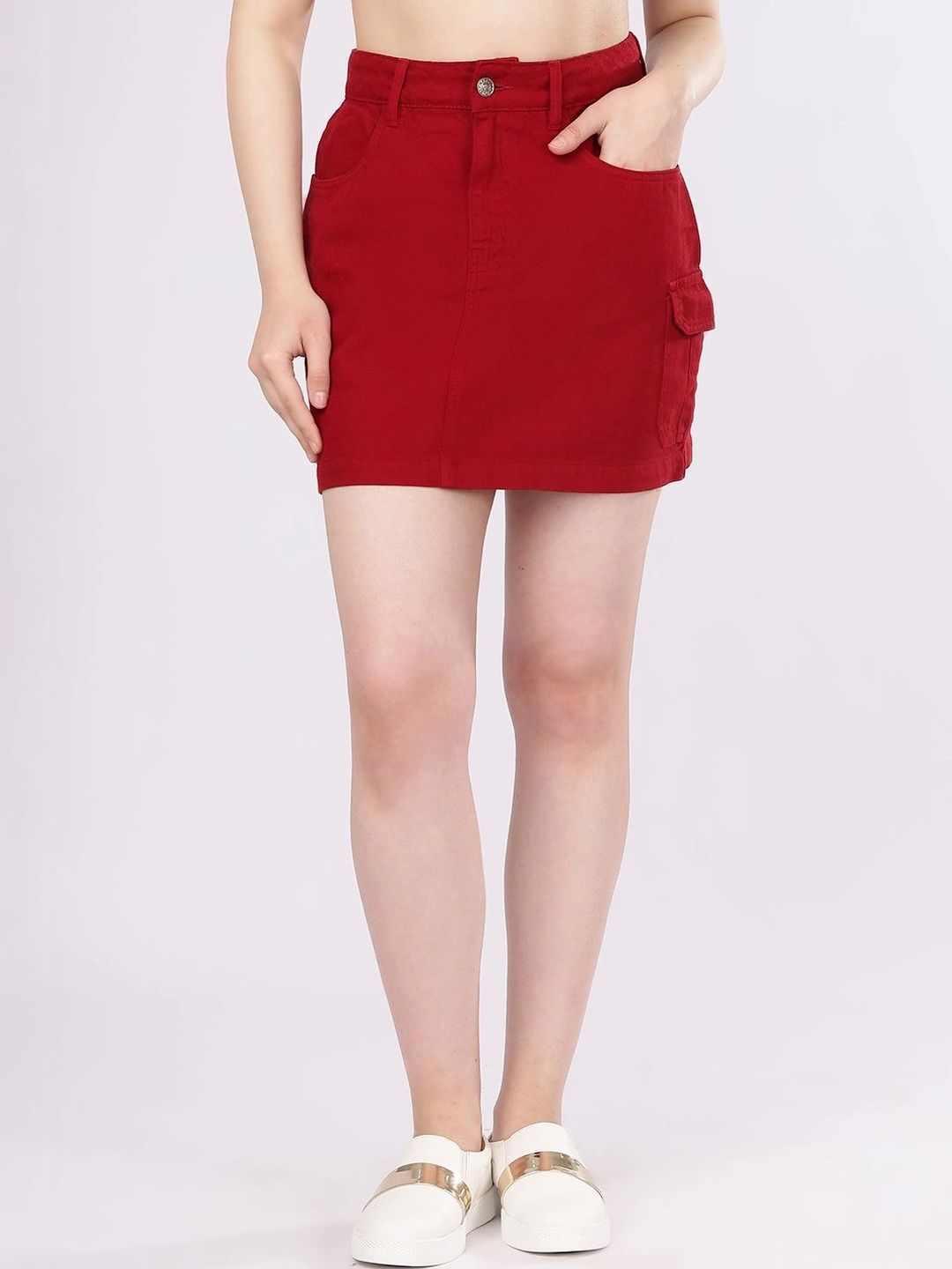 Mast & Harbour Women Cotton Cargo Styles Mini Straight Skirt-picture-33