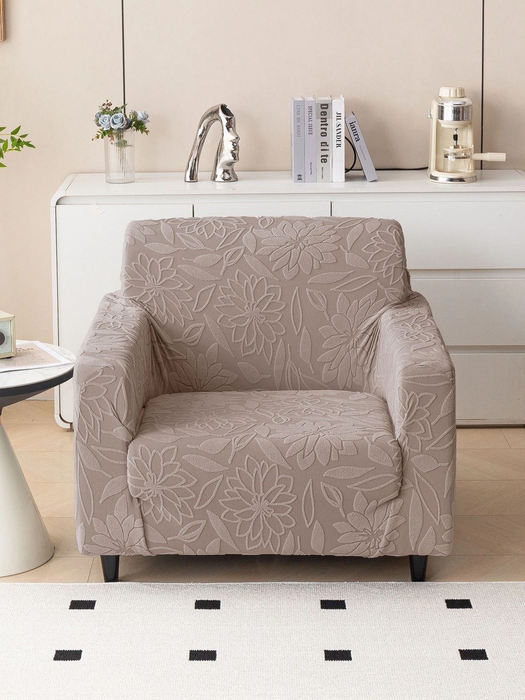 MAGICAL Brown 1 Piece Sofa Cover With Arms-image-31