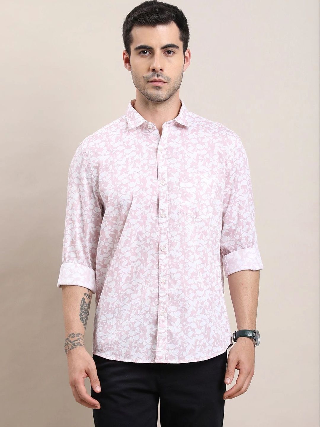 Turtle Men Relaxed Slim Fit Floral Printed Casual Shirt-picture-19