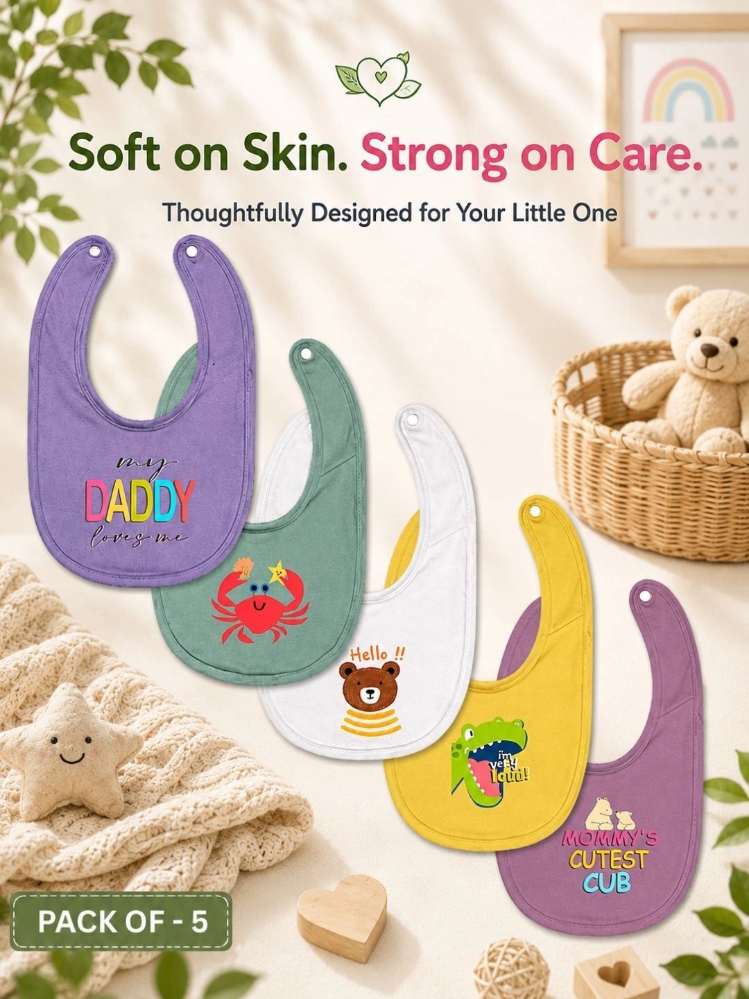 Rigo Infants Set of 5 Reusable Feeding Bibs-picture-57