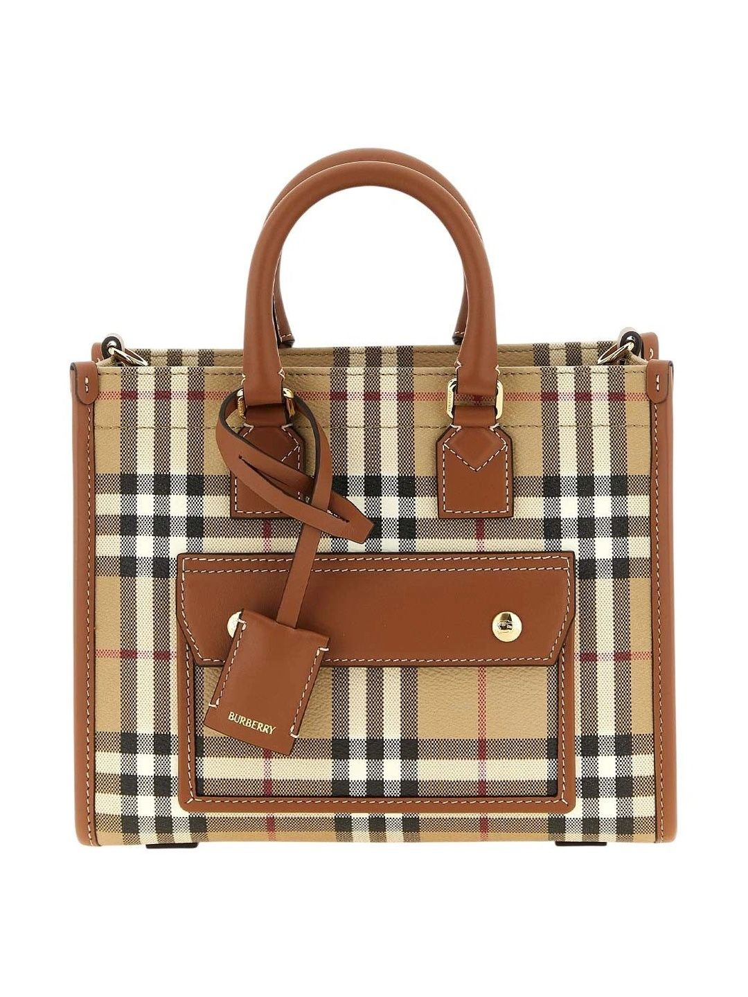 Burberry Checked Structured Handheld Bag with-picture-48