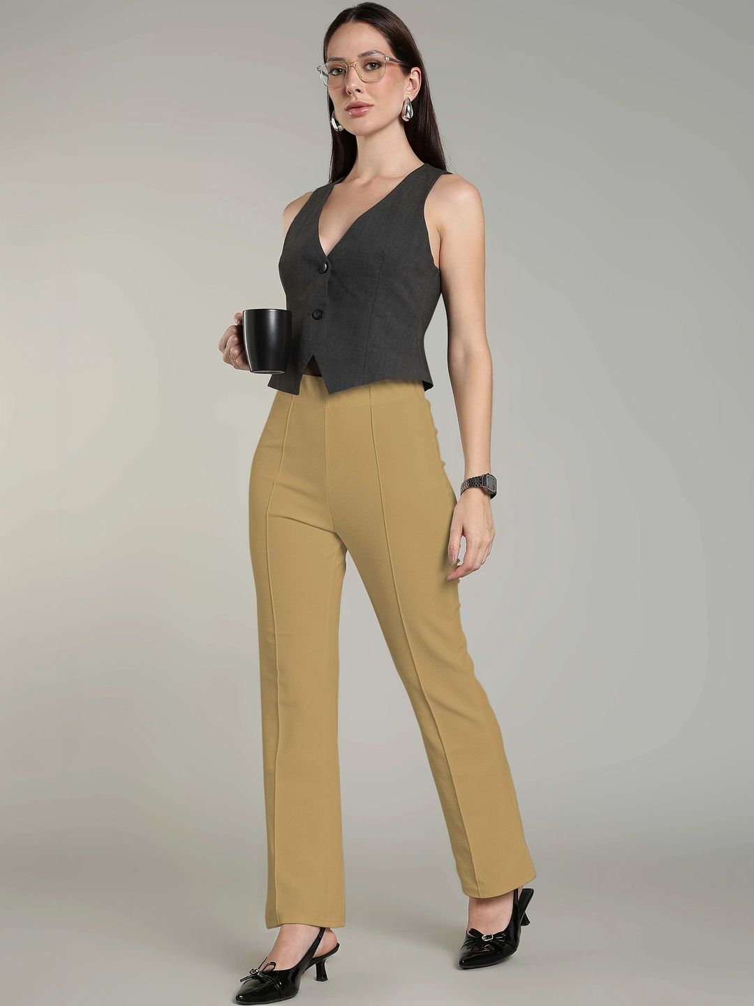 HERE&NOW Women Relaxed Easy Wash Trousers-picture-36
