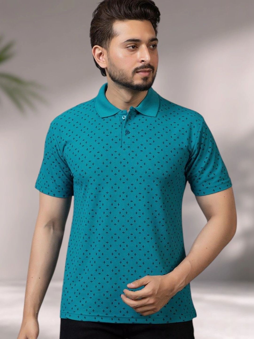 ANGEL CURVE Men Printed Polo Collar T-shirt-picture-25