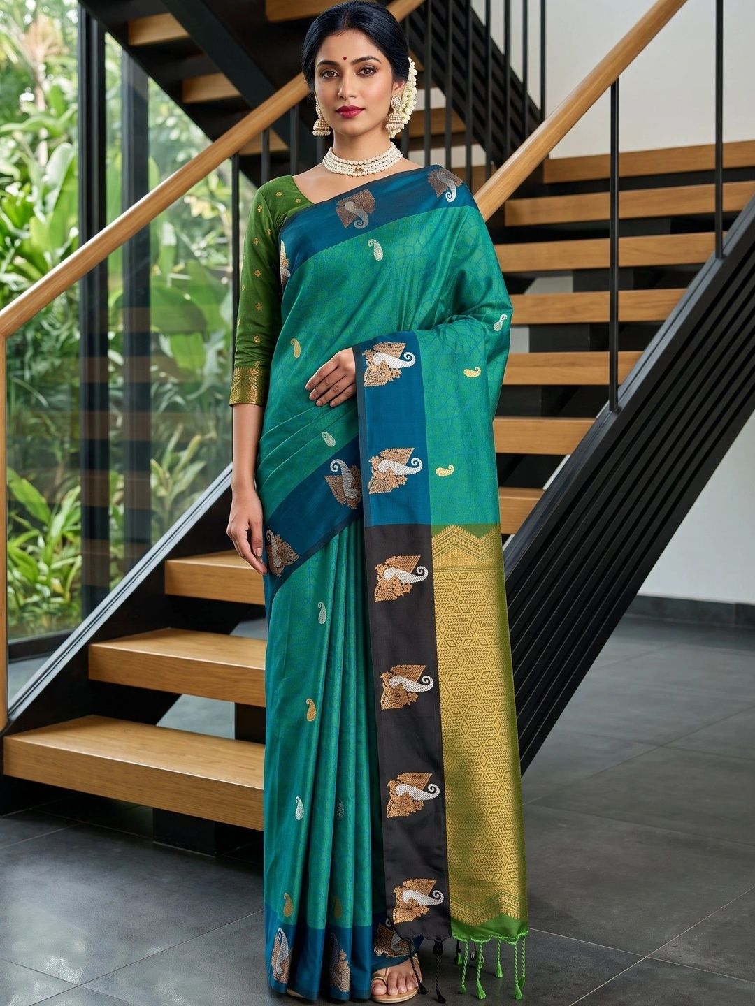 MIMOSA Woven Design Zari Art Silk Kanjeevaram Saree-picture-12