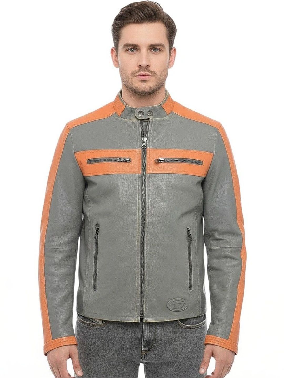 DIESEL Men Colourblocked Leather Biker Jacket-picture-53