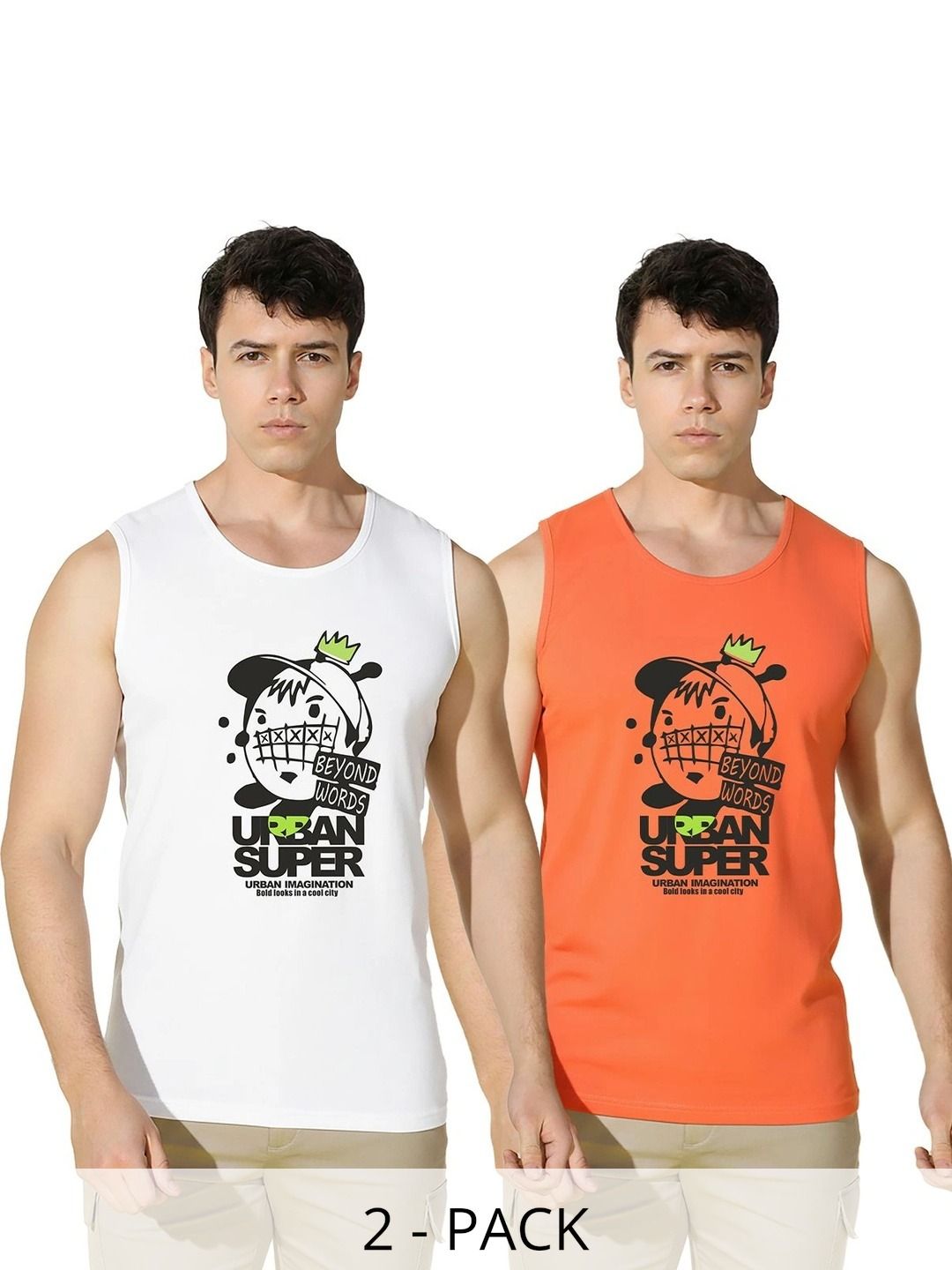 CRYPTIC Pack of 2 Printed Cotton Tank-picture-30