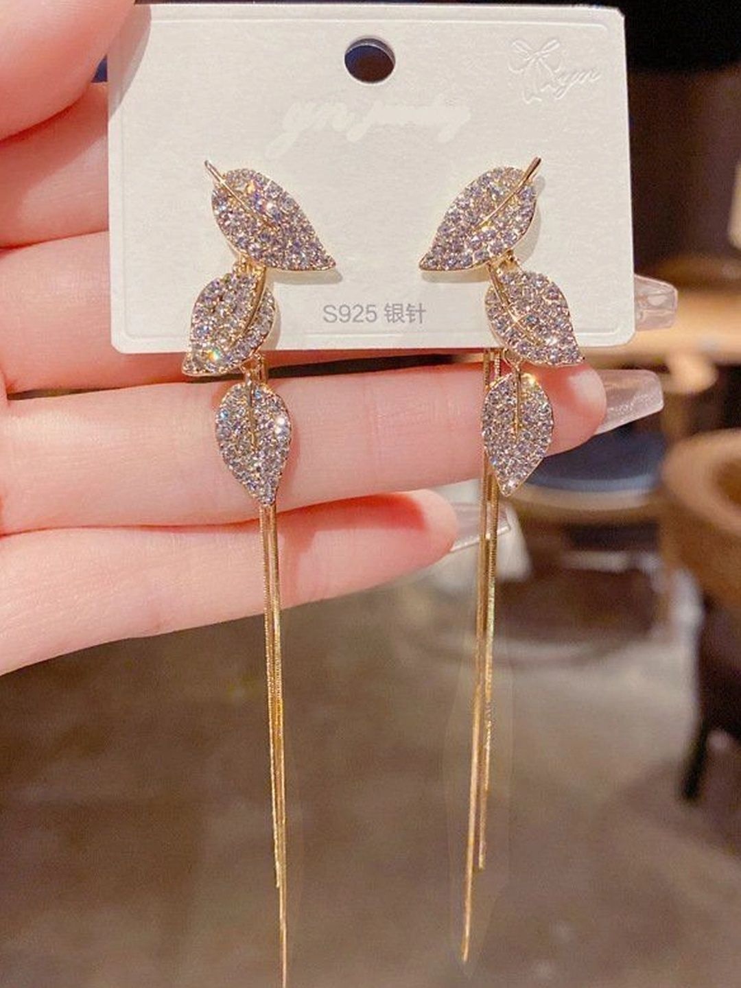 Celestria Leaf Shaped Drop Earrings-picture-27