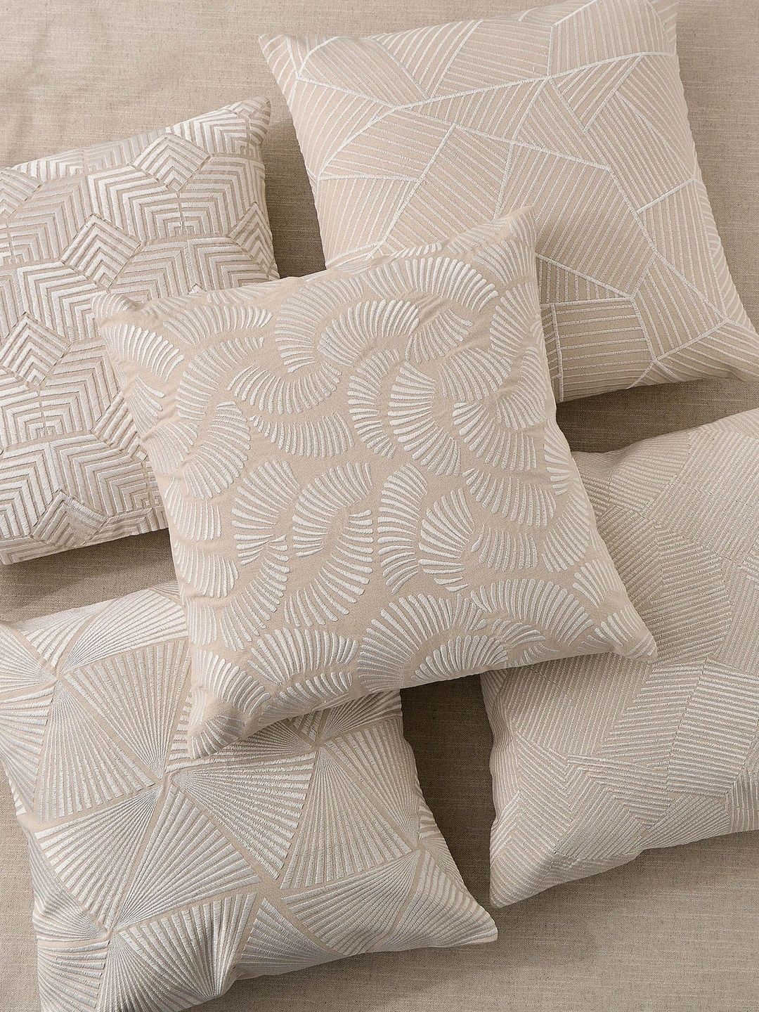 Home Centre Beige Geometric Square Cushion Covers-image-36