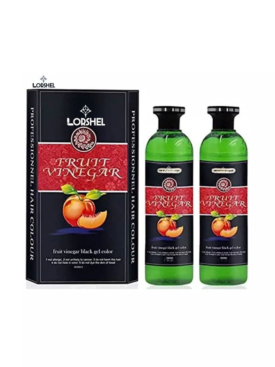 lorshel Set Of 2 Ammonia-free Fruit Vinegar Hair Colour Gel - 250 ml Each - Black-picture-23