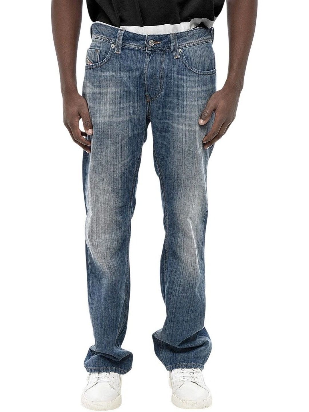 DIESEL Men Regular Fit Mid-Rise Low Distress Jeans-picture-32