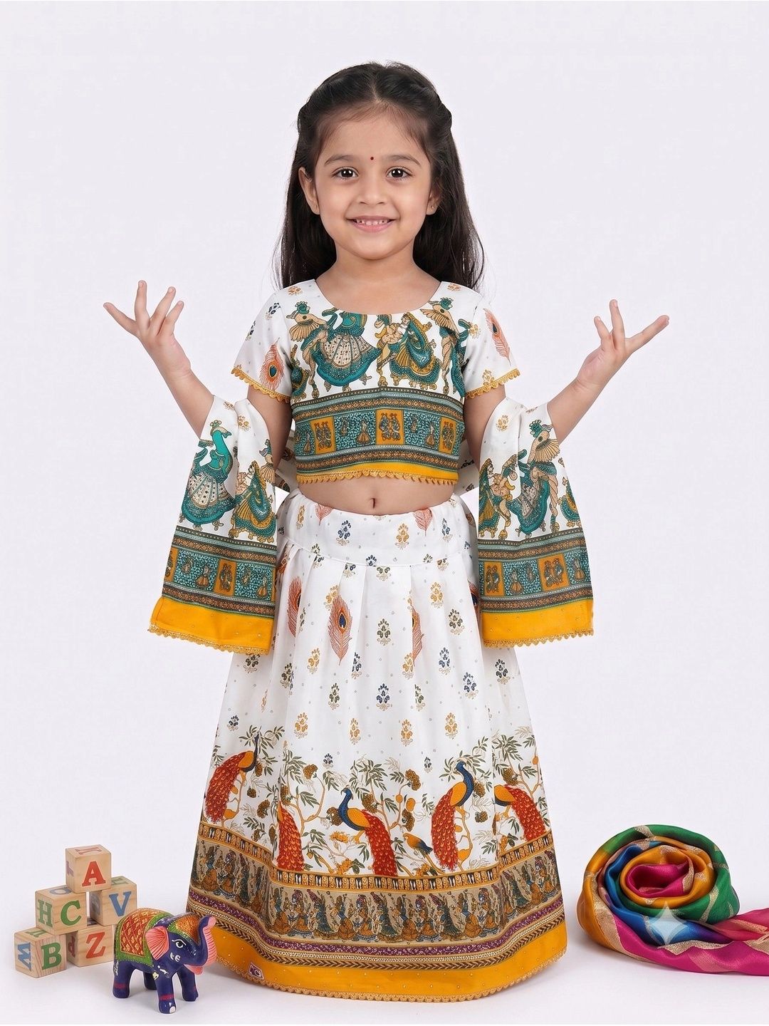 VALUE CREATION Girls Printed Ready to Wear Lehenga & Blouse With Dupatta-picture-47