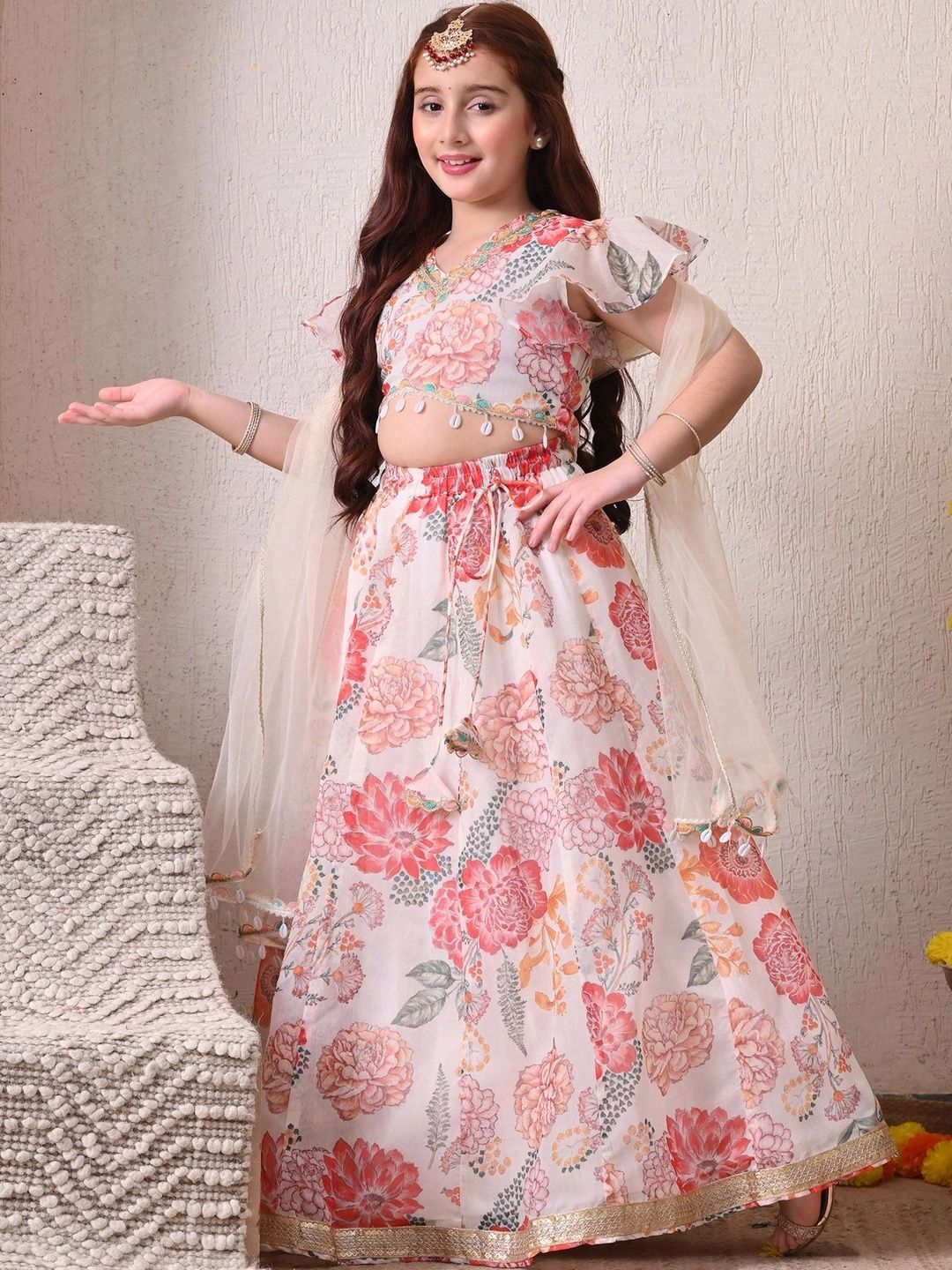 Indi-Loom Couture Girls Printed Ready to Wear Lehenga & Blouse With Dupatta-picture-14