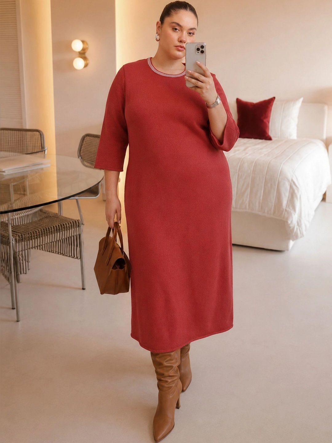 SASSAFRAS Curve Sheath Midi Dress-picture-24