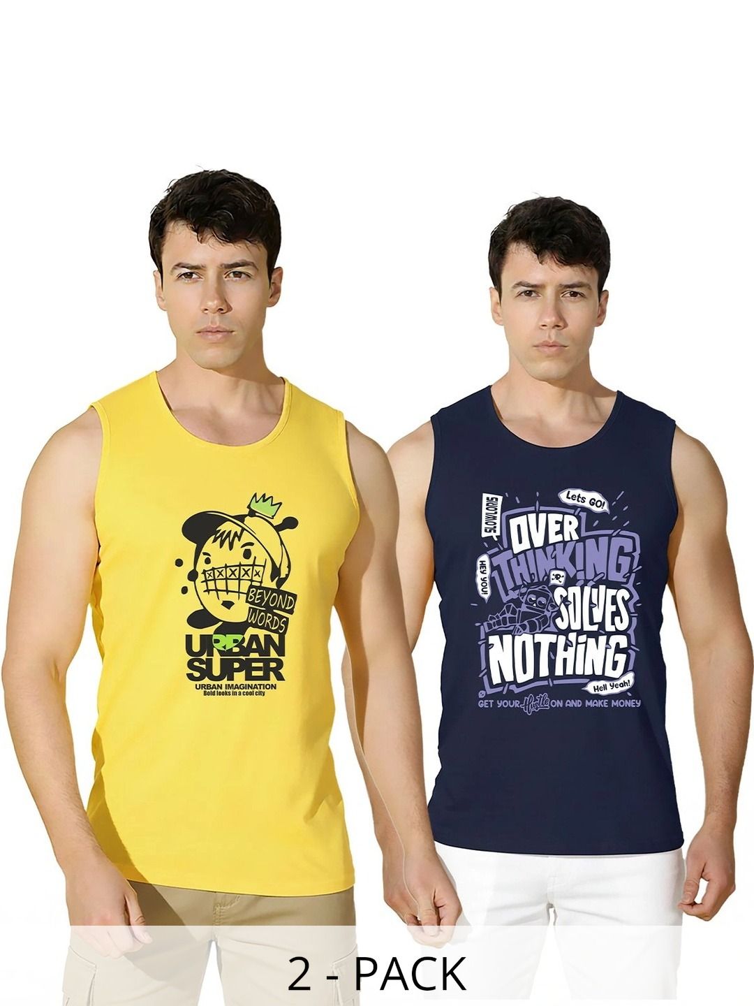 CRYPTIC Pack of 2 Printed Cotton Gym Vest-picture-31