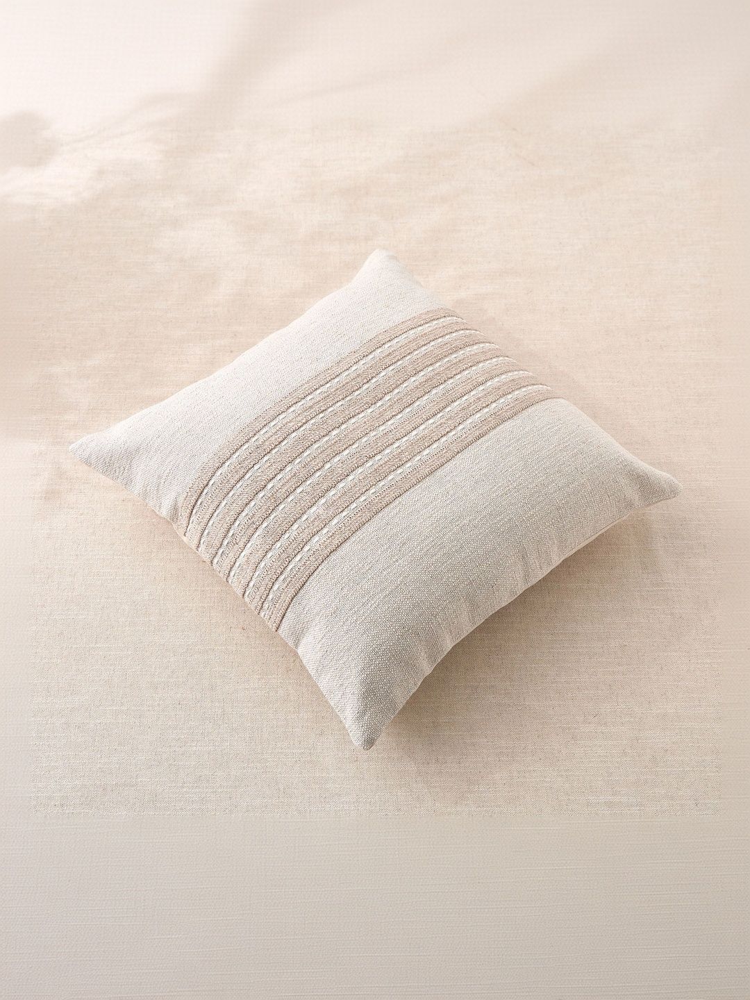 Home Centre Beige Striped Square Cushion Covers-picture-20
