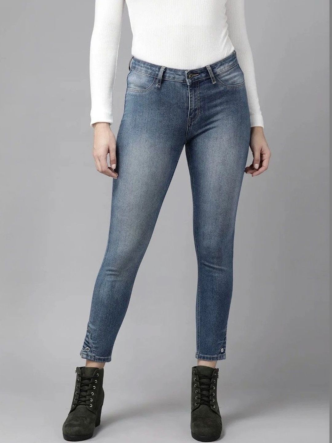 Roadster Women Comfort Skinny Fit Mid-Rise Cuffed Hem Stretchable Jeans-picture-36
