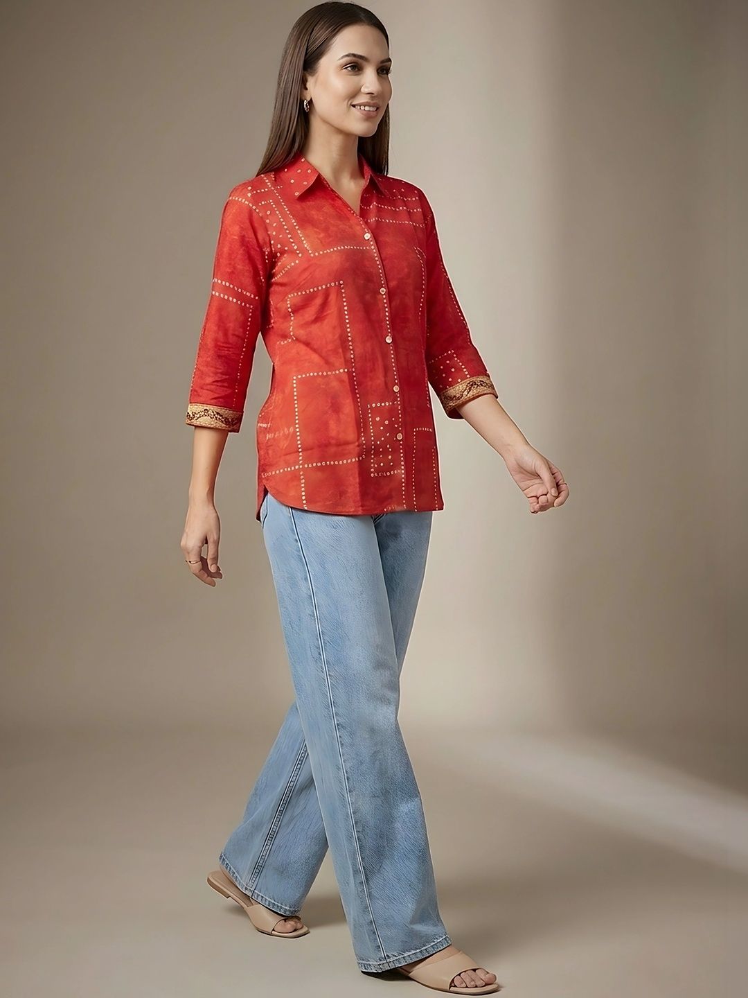 Banwaree Print Ethnic Crepe Shirt Style Top-picture-16