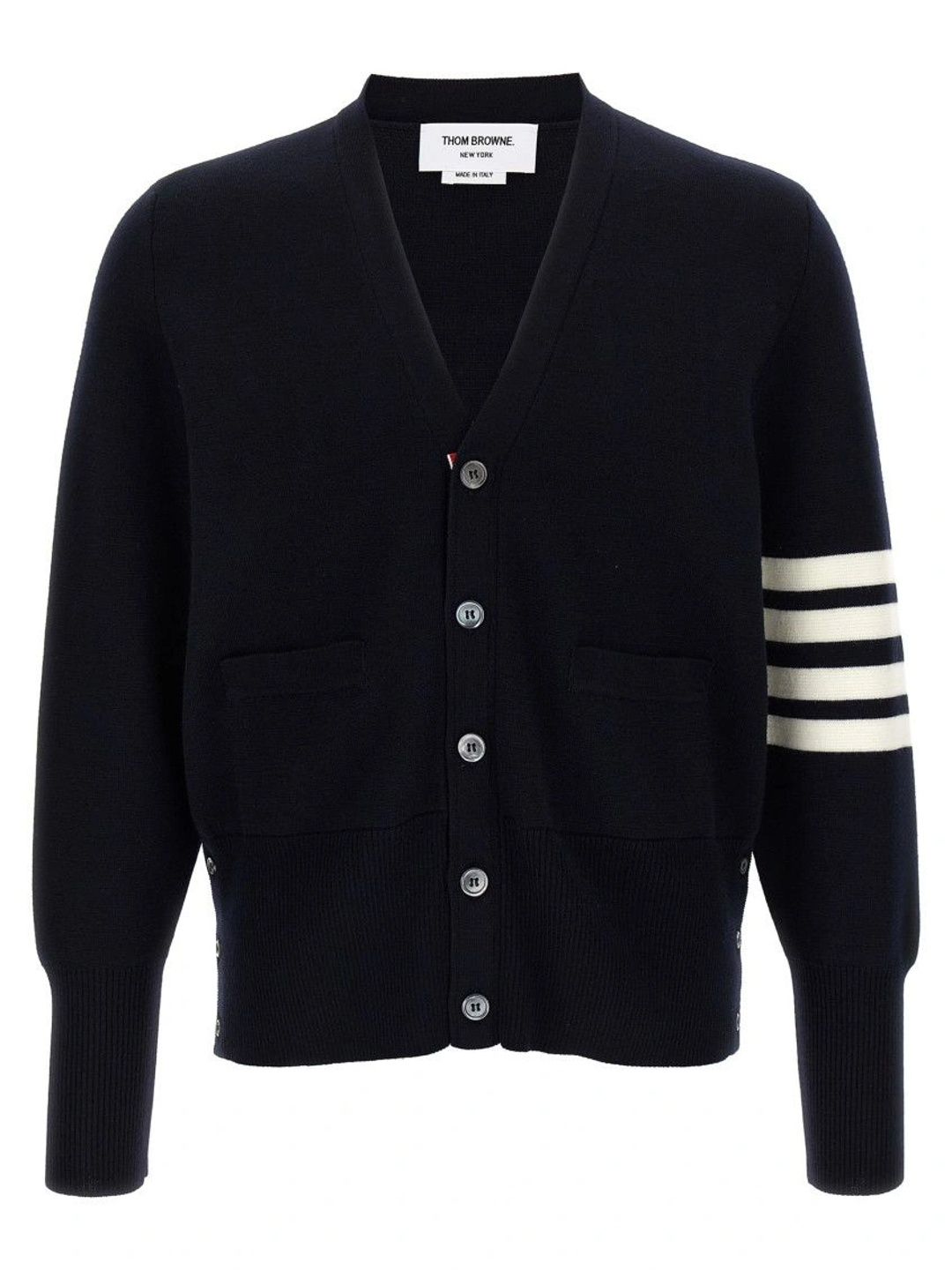 Thom Browne Men Striped Colourblocked Woollen Cardigan-picture-13