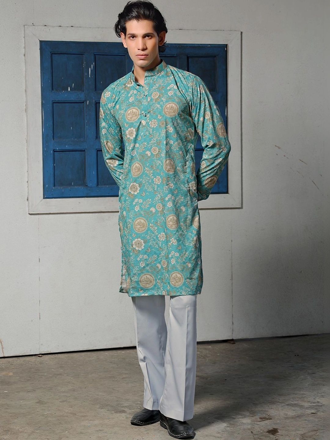 Varbandhan Men Floral Printed Jacquard Kurta-picture-40