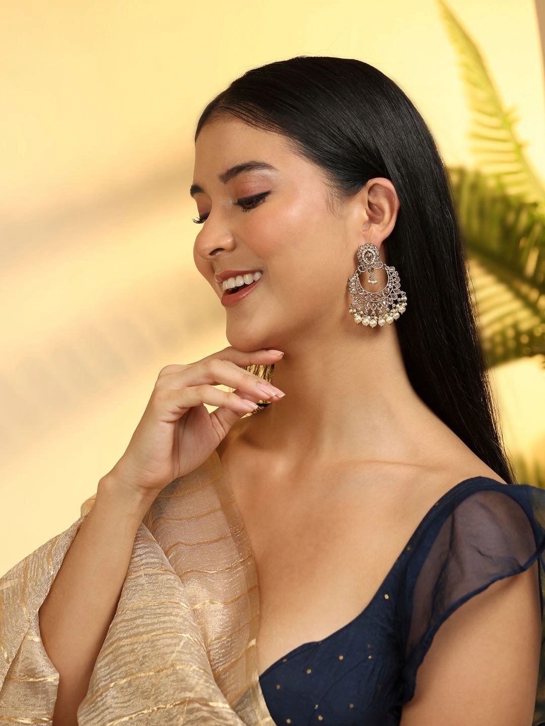 Biba Crescent Shaped Chandbalis Earrings-picture-57