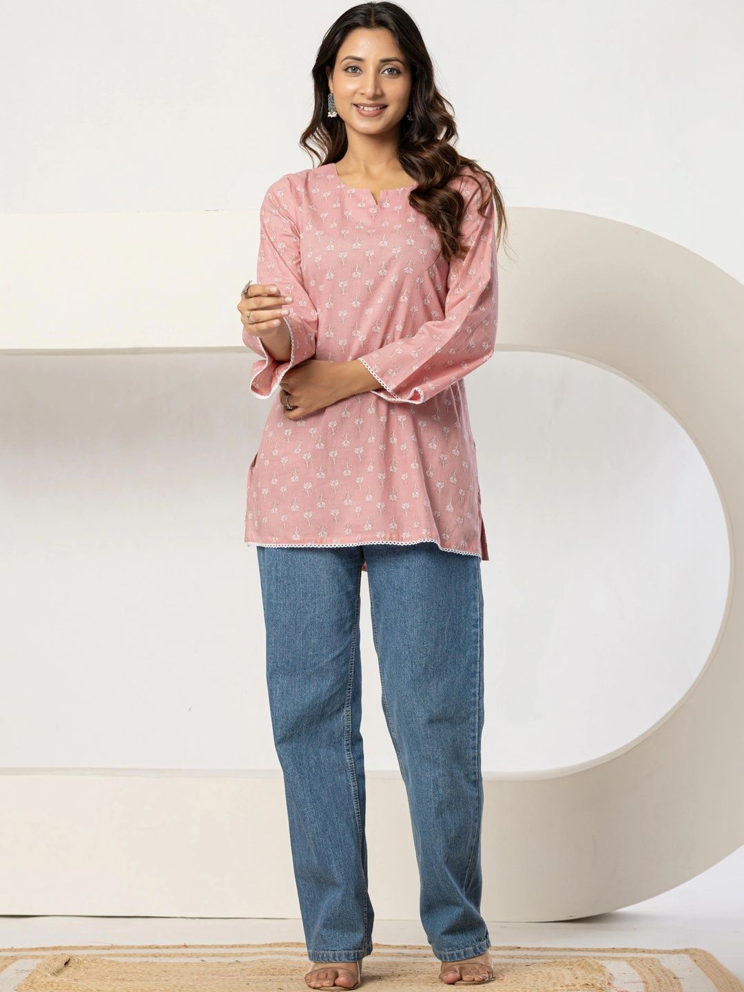 HK VASTRA Botanical Printed Flared Sleeves Pure Cotton Kurti-picture-40