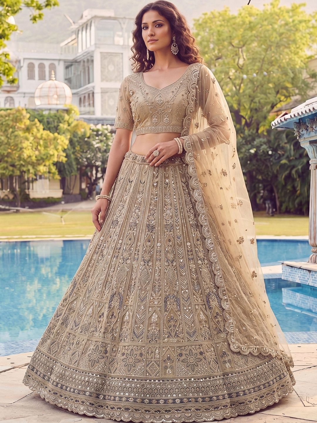 Vruxon Embellished Sequinned Semi-Stitched Lehenga & Ready to Wear Blouse With Dupatta-image-41