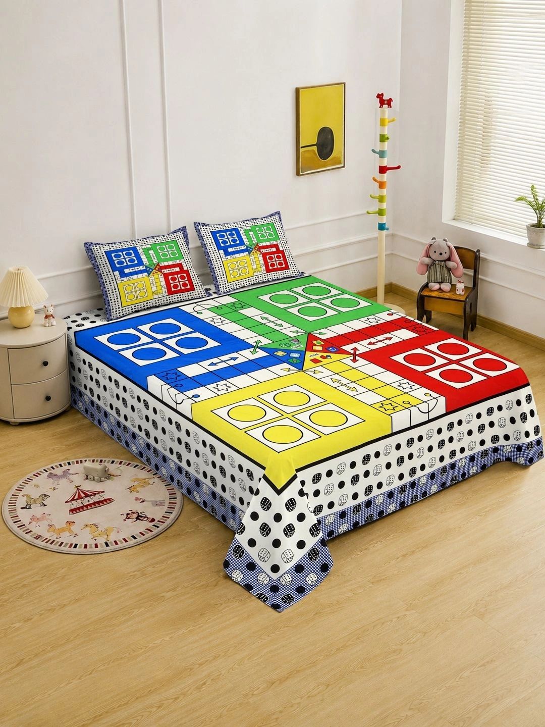 KLOTTHE White Geometric 400 TC King Bedsheet with 2 Pillow Covers-image-41