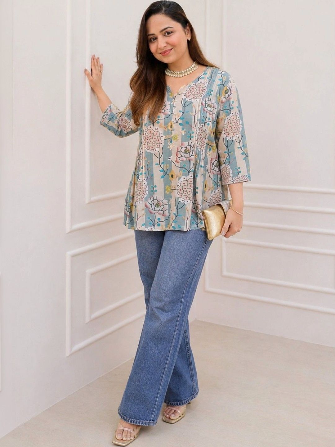 Maavish Floral Printed Pure Cotton Blend Kurti-picture-10