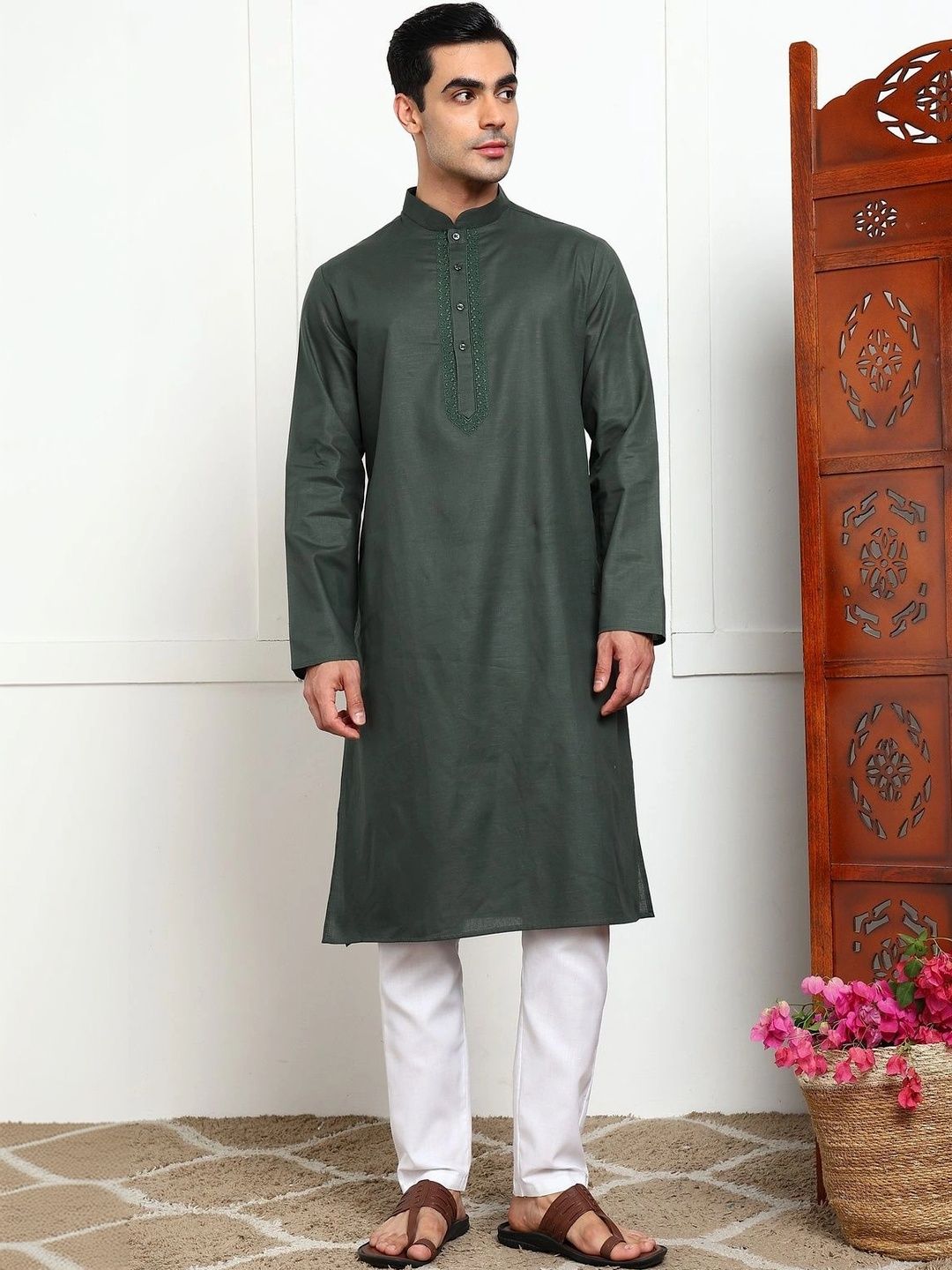 House of Pataudi Men Thread Work Kurta-picture-58