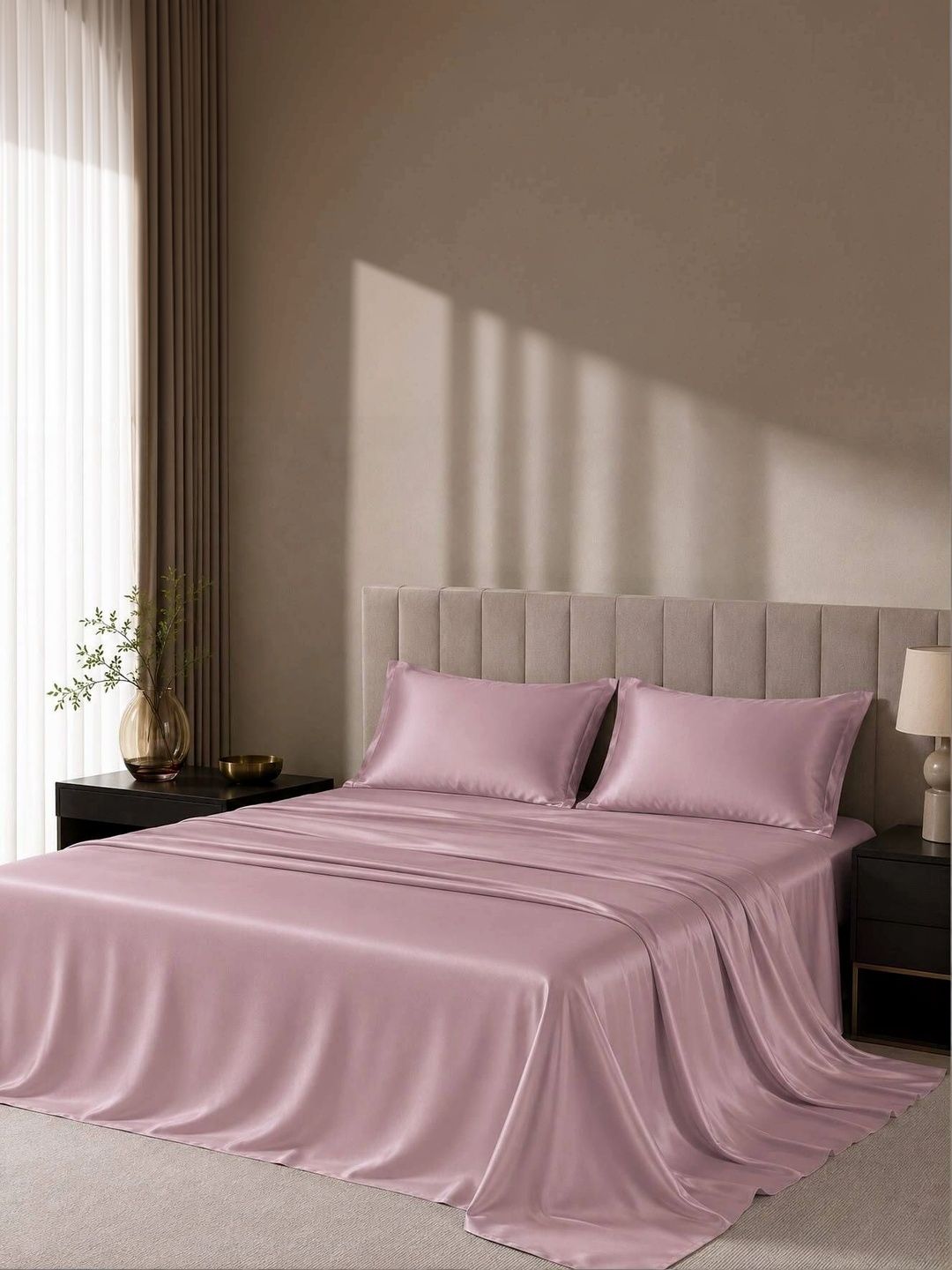 Myntra Elegant Homes Pink 350 TC King Bedsheet with 2 Pillow Covers-picture-31