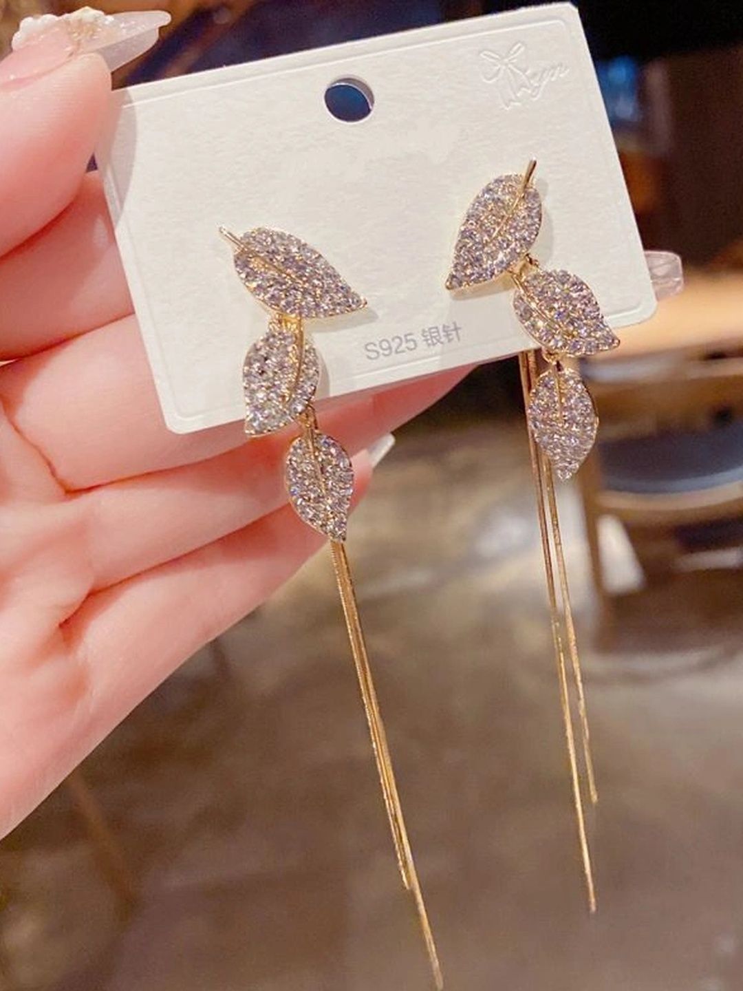Celestria Leaf Shaped Drop Earrings-picture-34