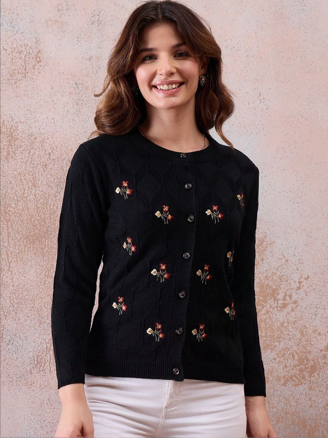 Chemistry Women Embroidered Woollen Cardigan with Embroidered Detail-picture-26