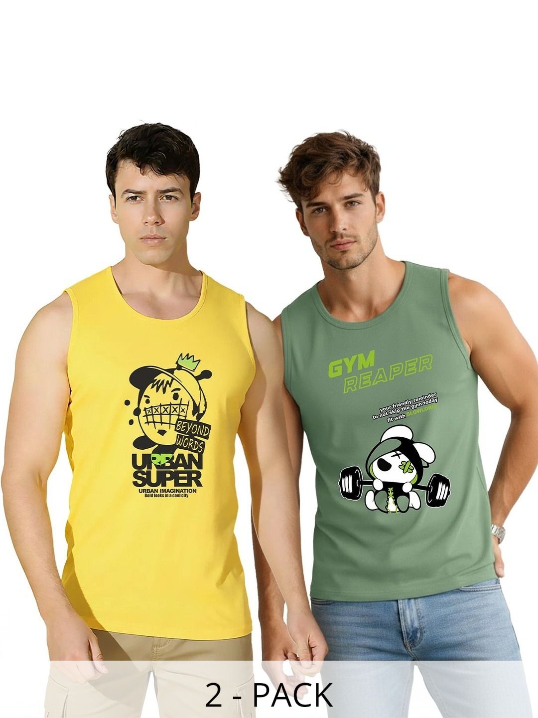 CRYPTIC Pack of 2 Printed Cotton Tank-picture-33