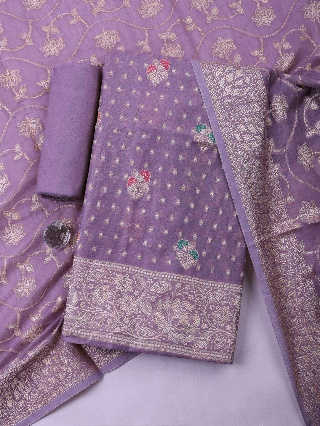 Meena Bazaar Art Silk Unstitched Dress Material-picture-17