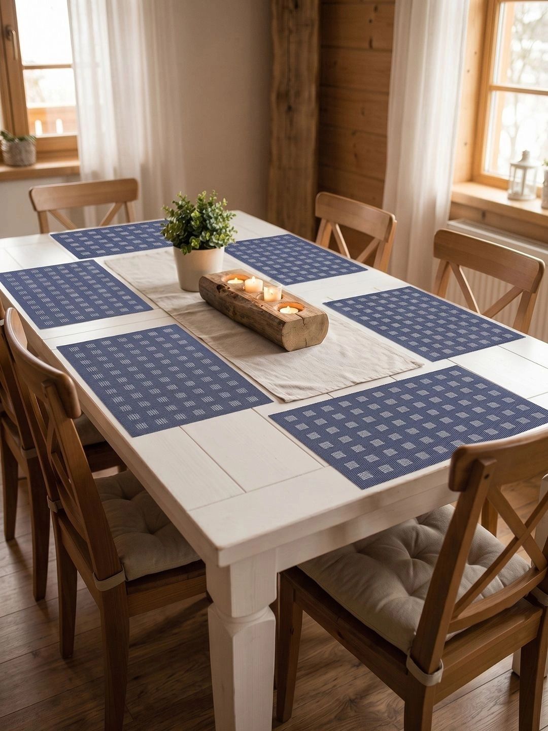 Myntra Elegant Homes 8-Pcs Navy Blue Printed Rectangle Table Placemats-picture-15