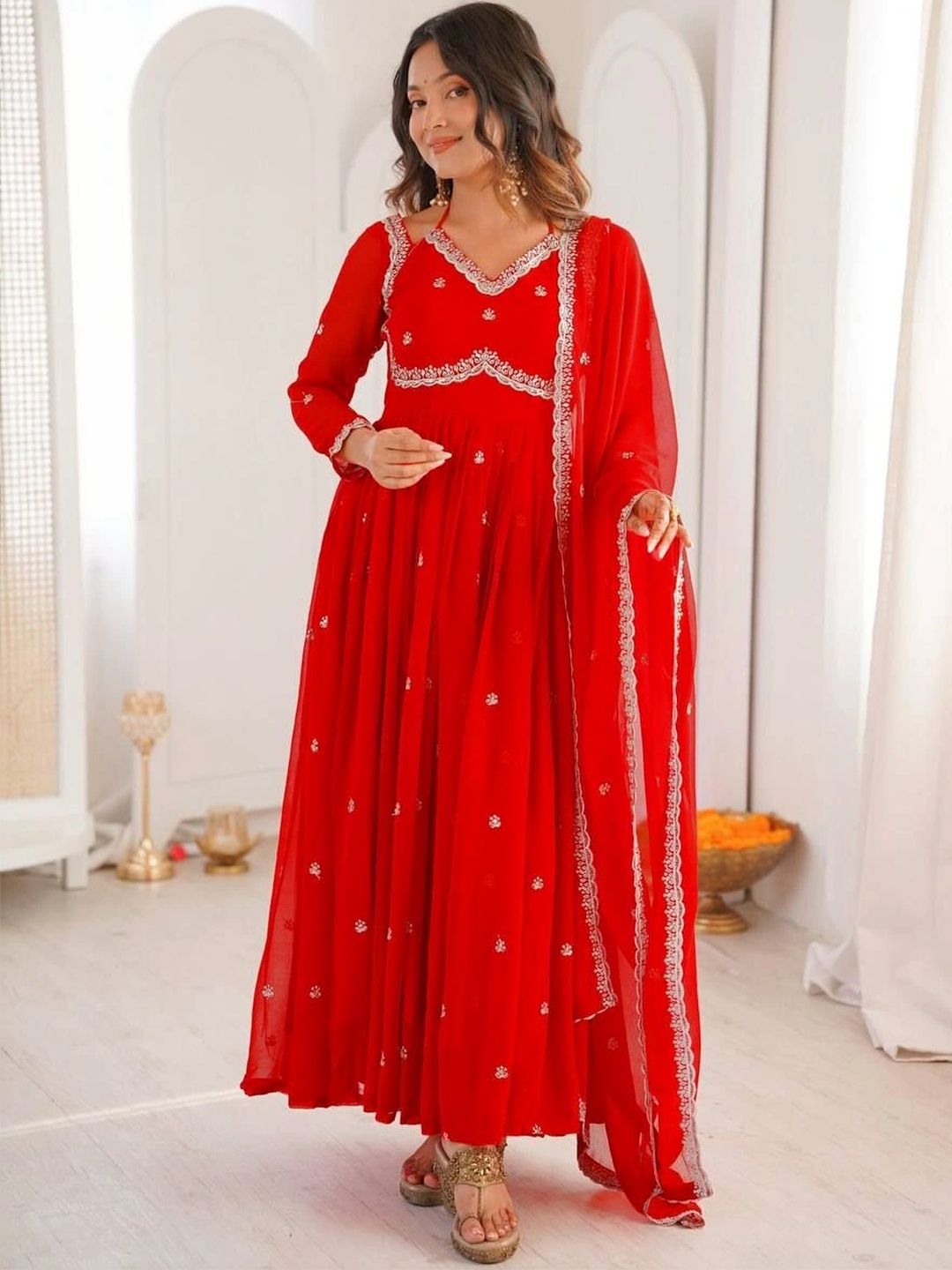 Social geek Women Ethnic Motifs Empire Pure Silk Kurta with Pyjamas & With Dupatta-picture-11