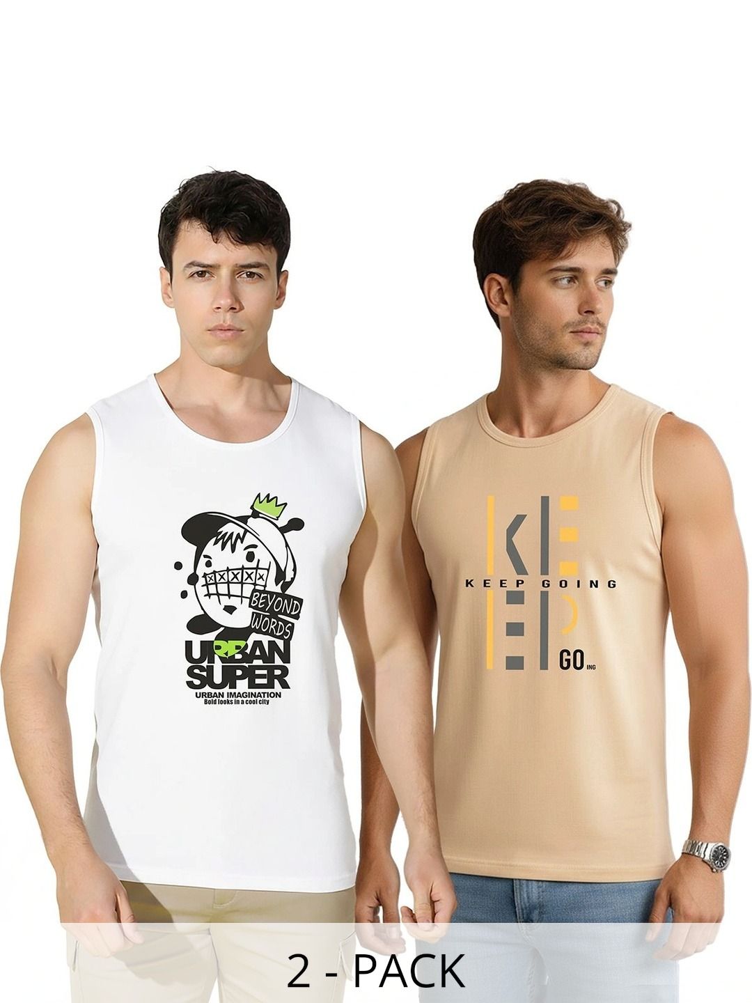SLOWLORIS Pack of 2 Printed Cotton Gym Vest-picture-36