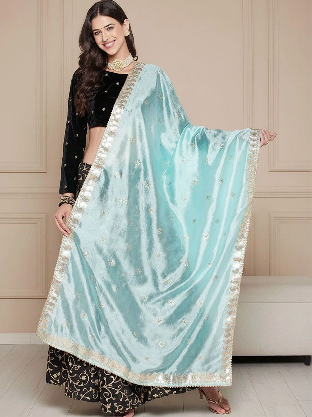 KALINI Ethnic Motifs Embroidered Dupatta with Zari-picture-16