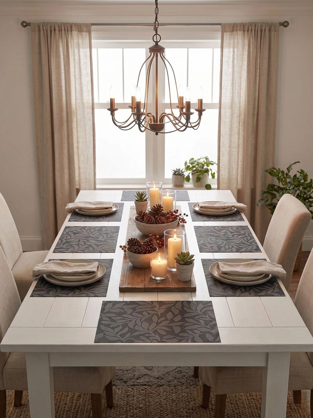 Myntra Elegant Homes 8-Pcs Black Printed Rectangle Table Placemats-picture-37