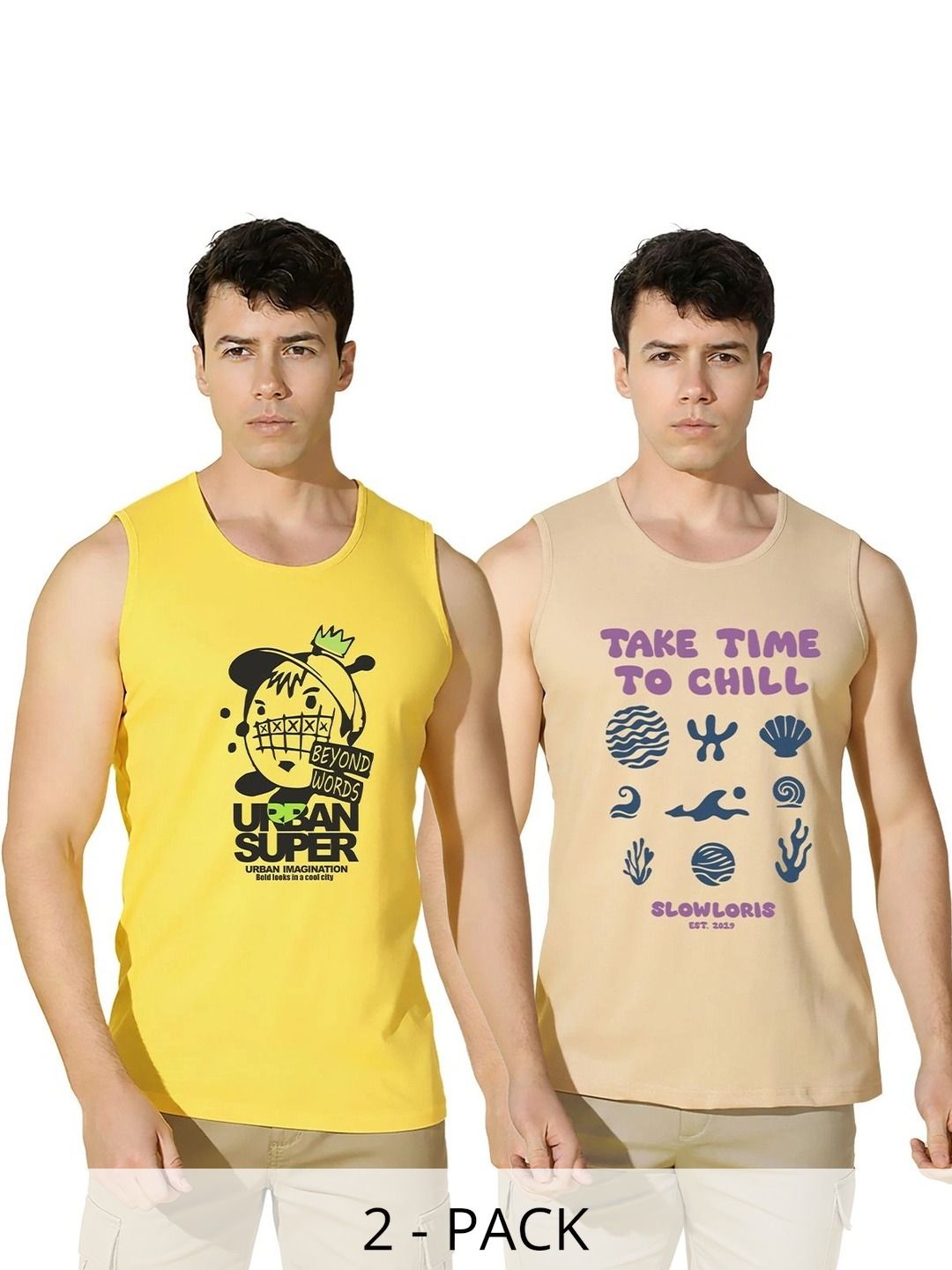 CRYPTIC Pack of 2 Printed Cotton Gym Vest-picture-37