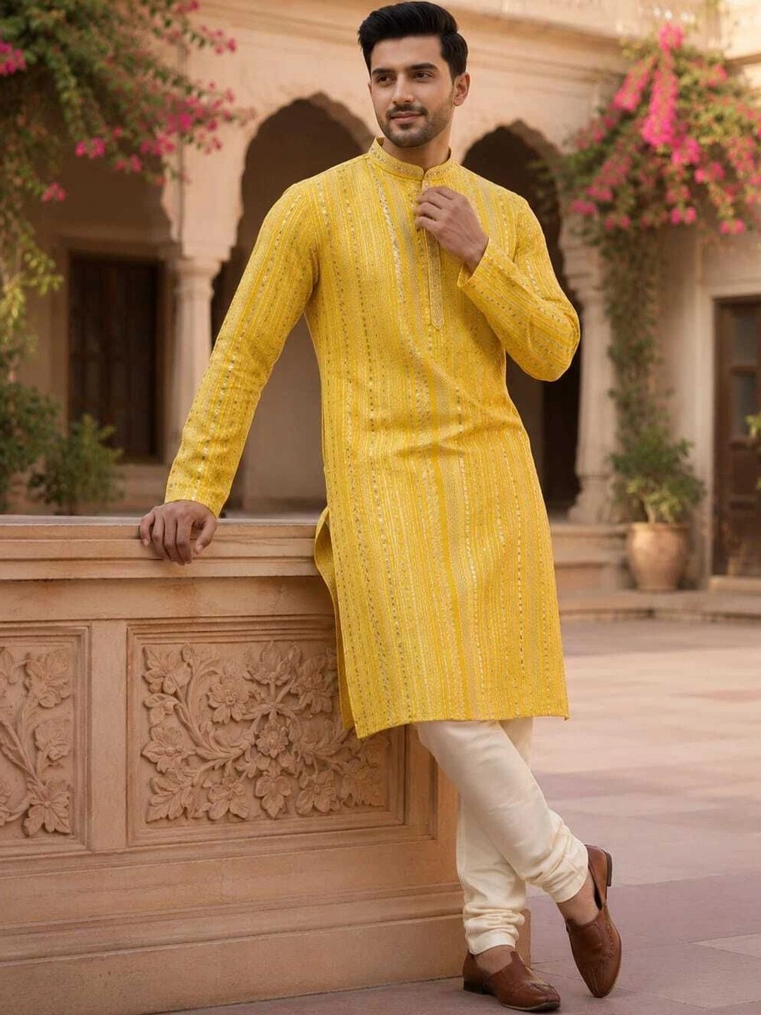 The Dapperman Men Ethnic Motifs Embroidered Chikankari Indie Prints Kurta-picture-28