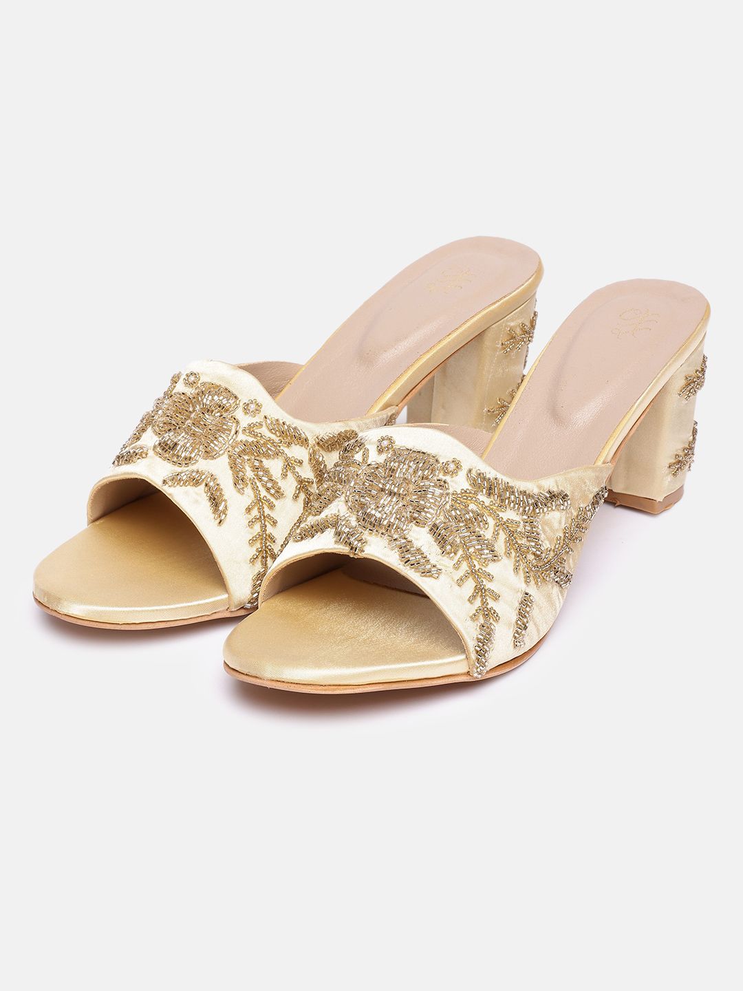 House of Pataudi Ethnic Embellished Block Heeled Sandals-picture-15
