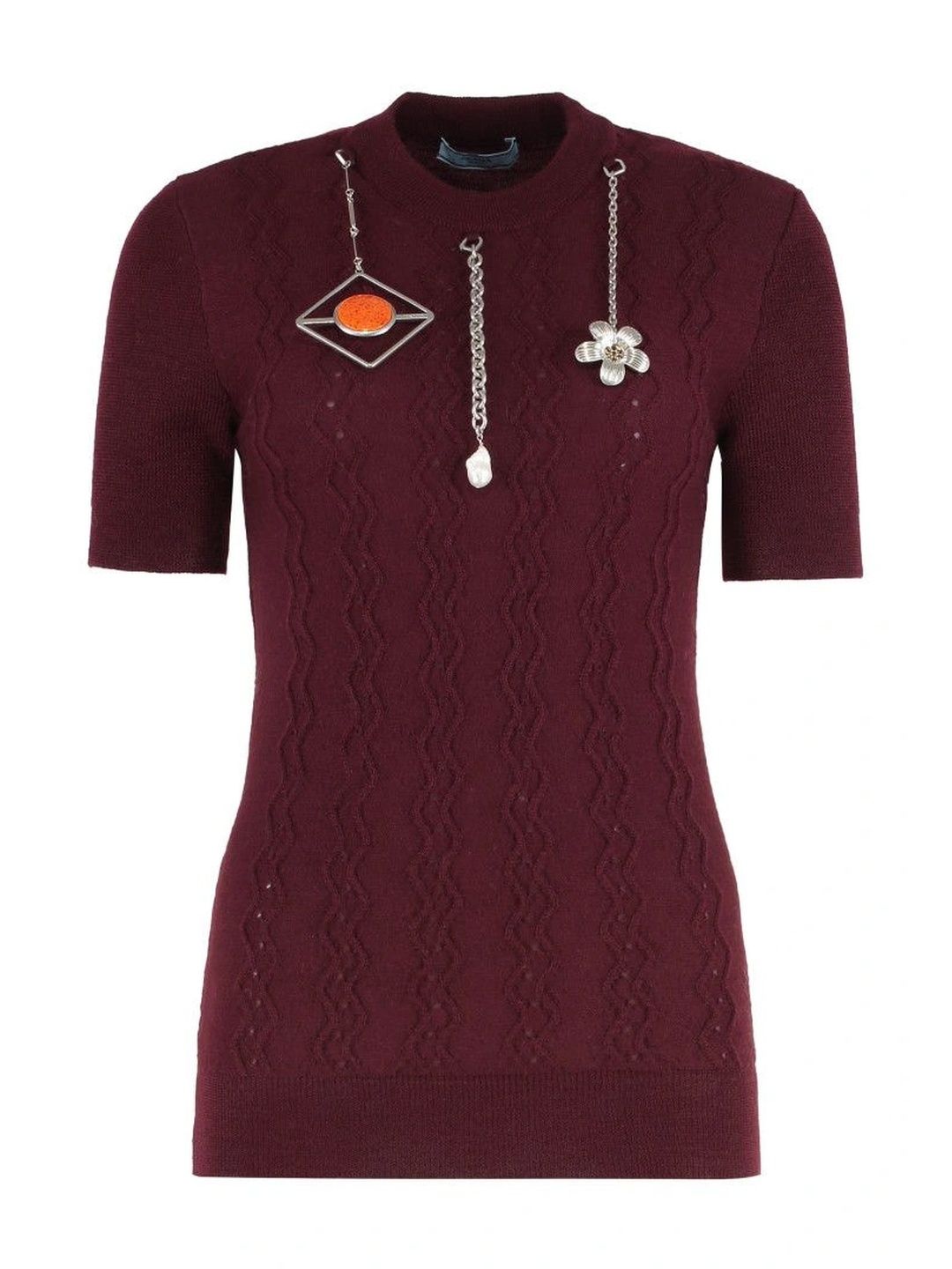 Prada Women Cable Knit Woollen Pullover with Embellished Detail-picture-11
