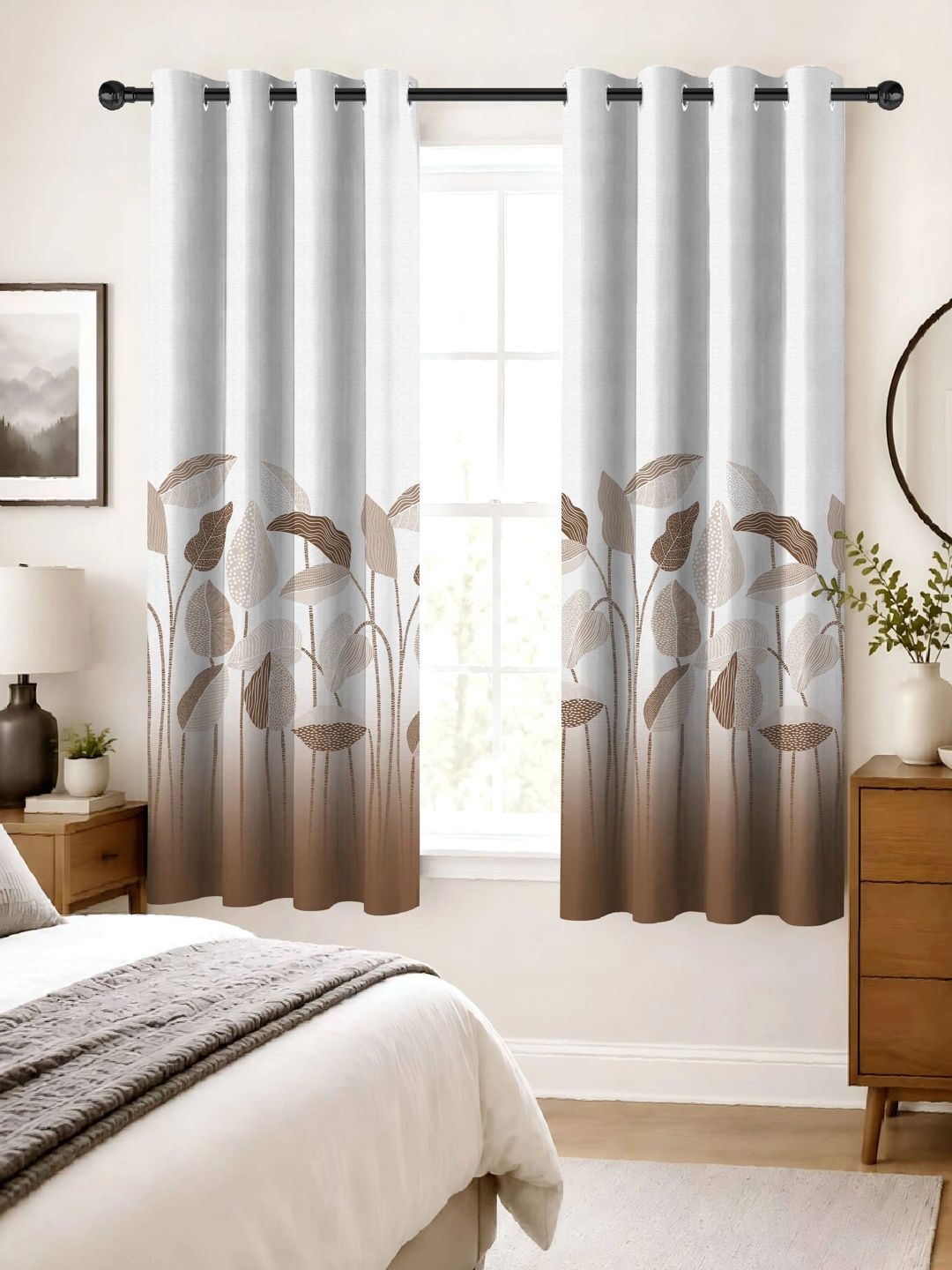 CASABLEU Brown Geometric Room Darkening Window-image-48
