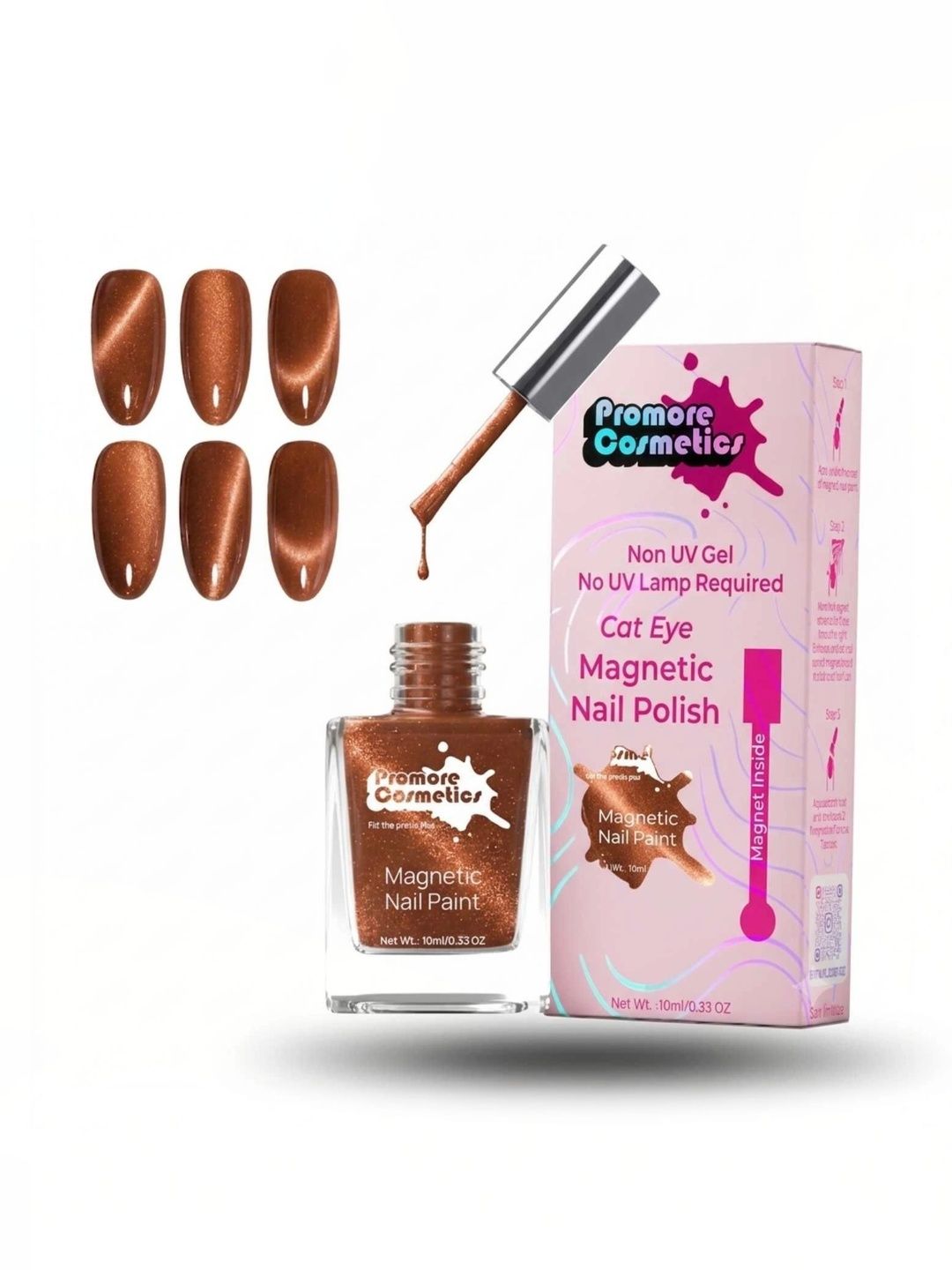 Promore Cosmetics Magnetic Nail Paint - 10 ml - Copper-image-35