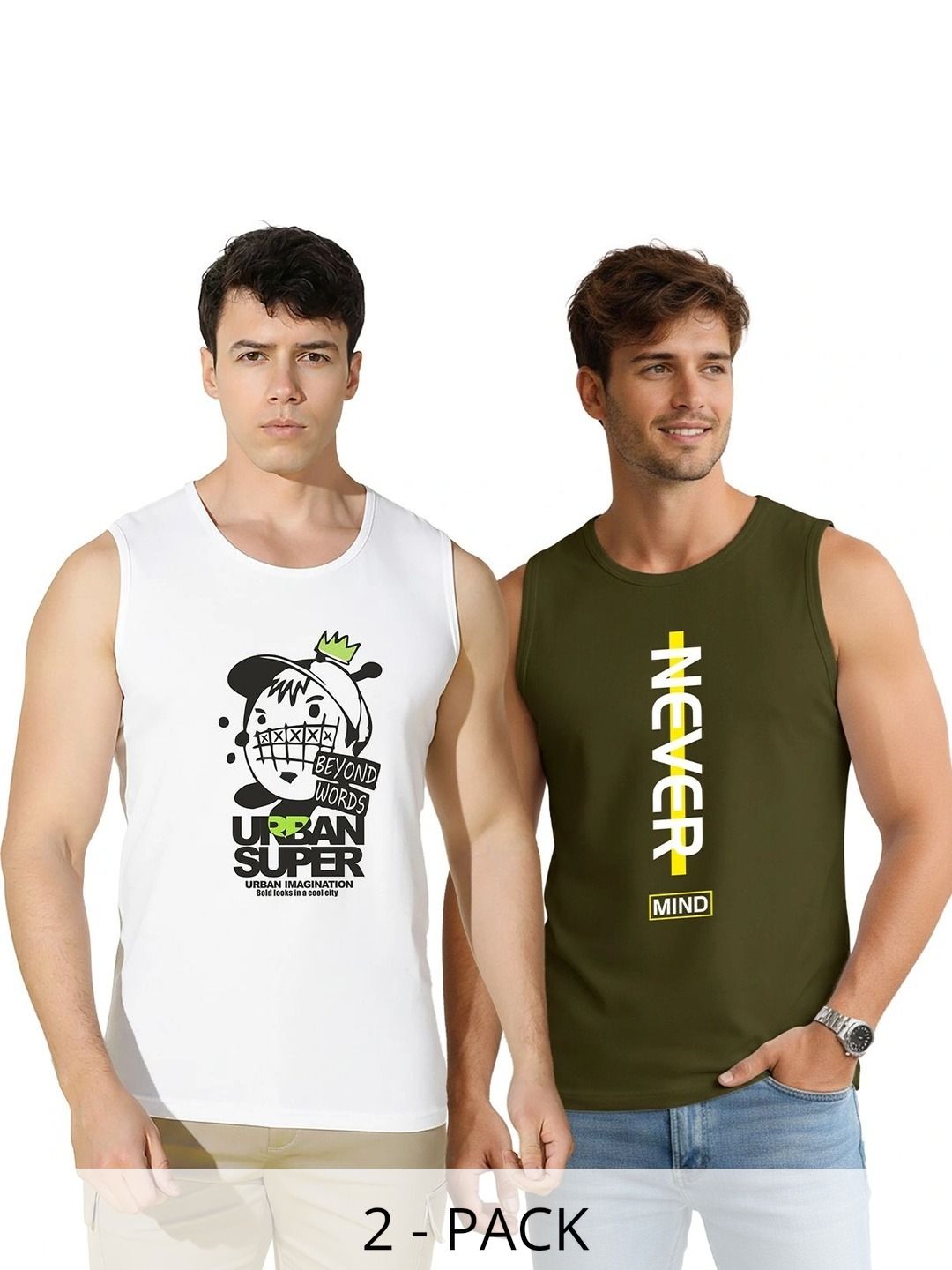 CRYPTIC Pack of 2 Printed Cotton Tank-picture-19