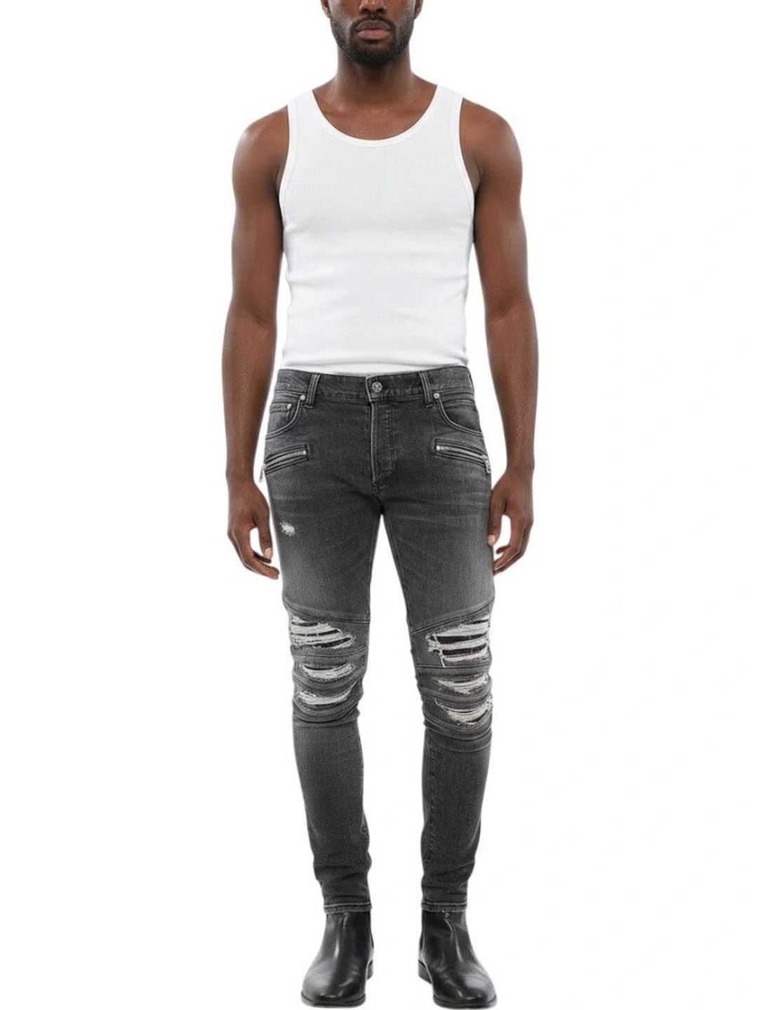 Balmain Men Skinny Fit Mid-Rise Highly Distressed Jeans-picture-43
