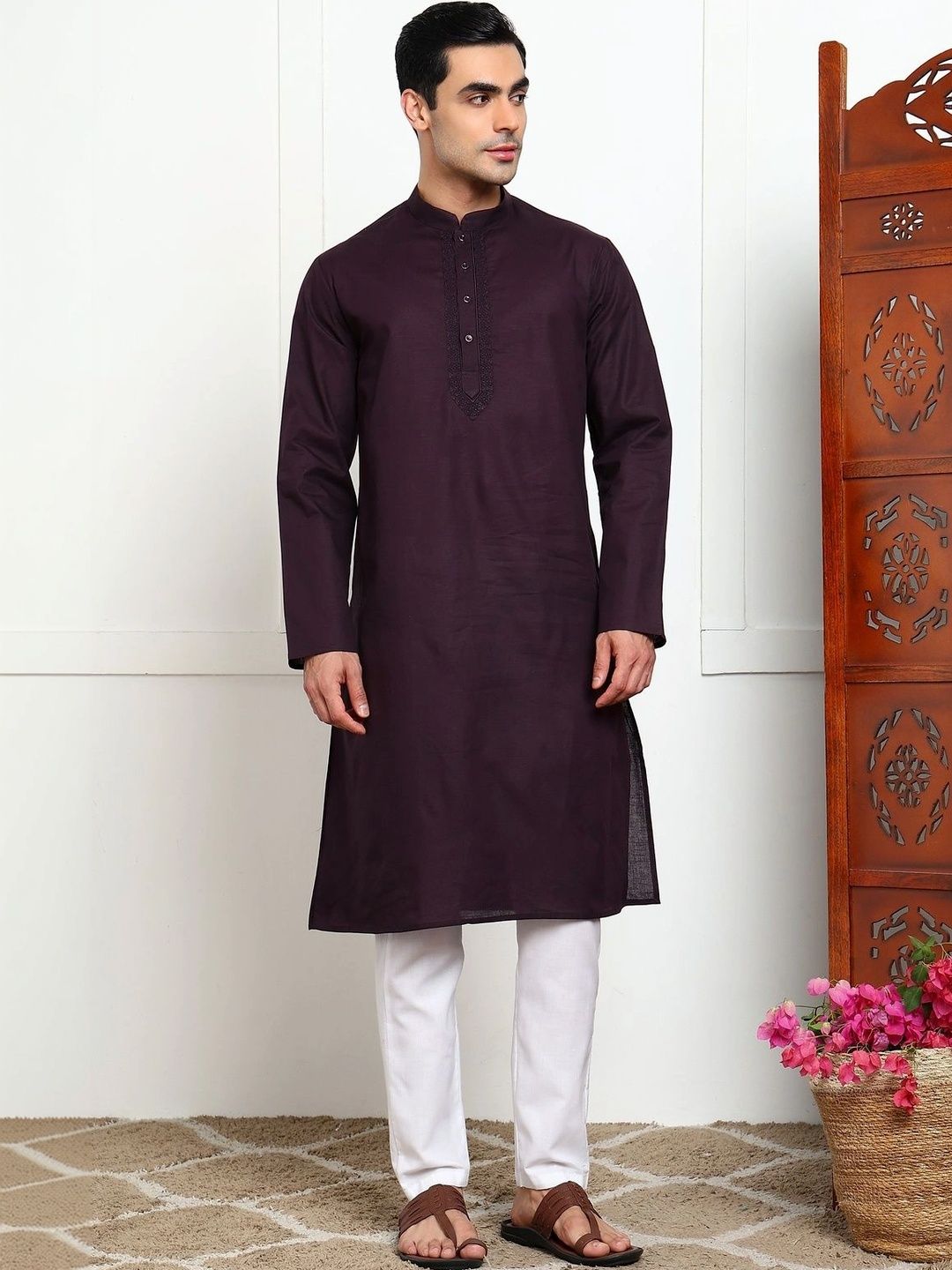 House of Pataudi Men Embroidered Thread Work Kurta-picture-34